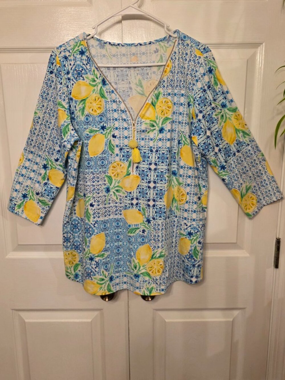 Belle by Kim Gravel Lemon Print Tunic Large